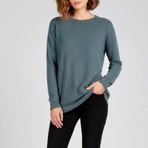 QUINN 100% Cashmere Teal Blue Green Crew Neck Pullover Sweater Top S